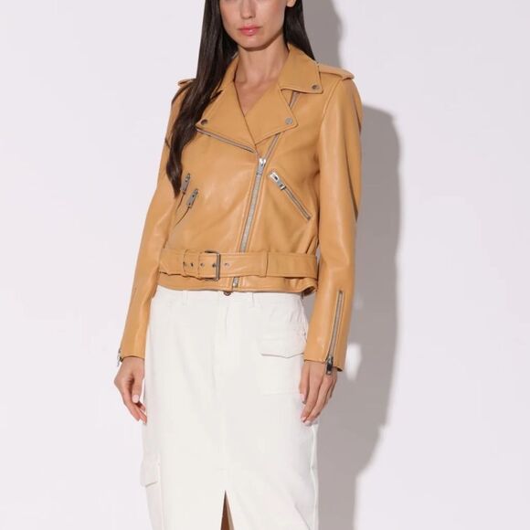 Walter Baker Allison Lamb Leather Moto Jacket Macaroon color size Medium - Picture 10 of 10